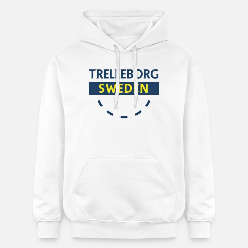 Trelleborg Suède Logo Arc - Sweat à capuche Softstyle® Gildan Unisexe - blanc