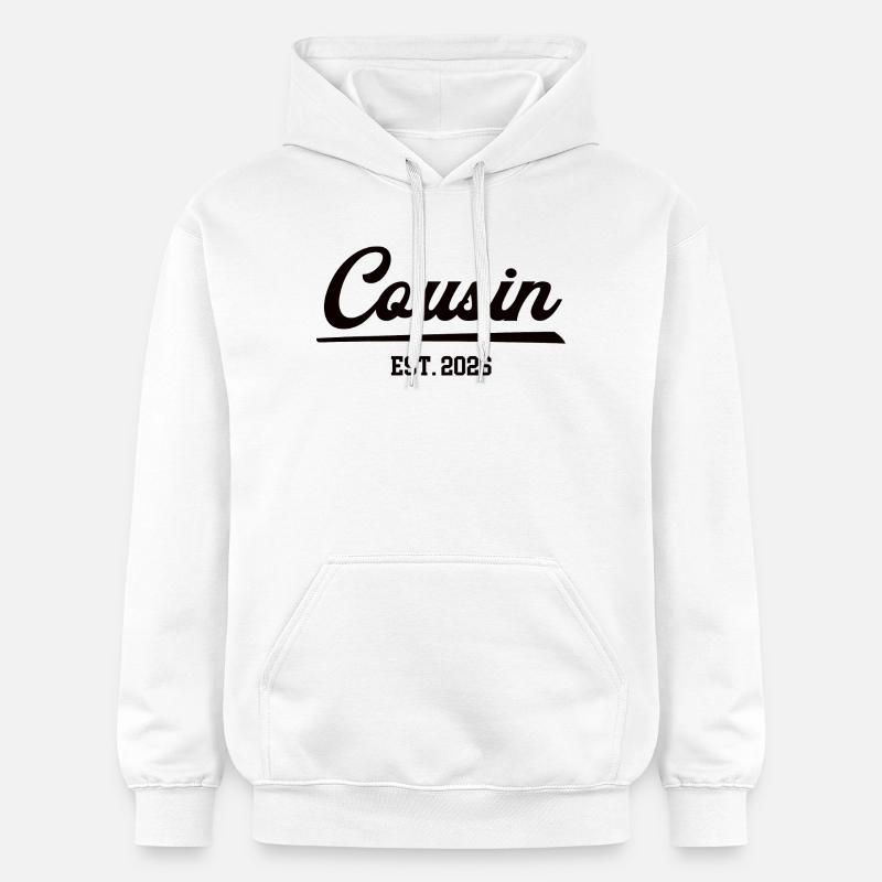 Cousin 2026 Cousins Bébé Grossesse Annoncer - Sweat à capuche Softstyle® Gildan Unisexe - blanc