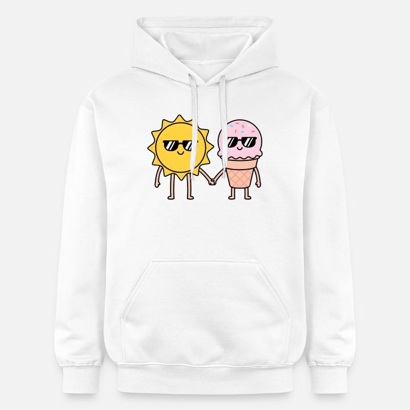 Dessin animé Happy Summer Sun - Sweat à capuche Softstyle® Gildan Unisexe - blanc