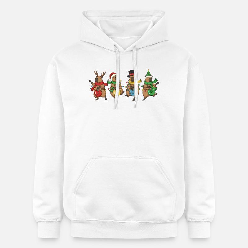 Lumières de Noël dansantes de capybara - Sweat à capuche Softstyle® Gildan Unisexe - blanc