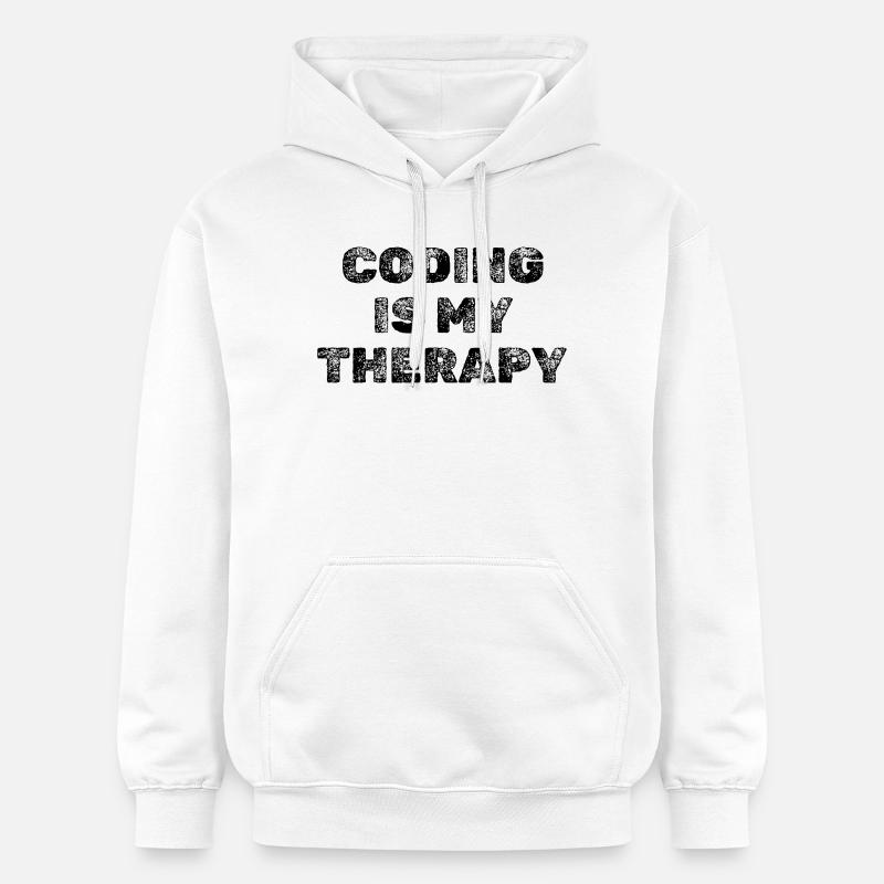Coding Is My Therapy Entwickler Spruch - Gildan Unisex Softstyle® Midweight Hoodie - Weiß