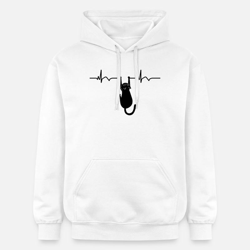 Katze EKG Herzfrequenz Herzschlag - Gildan Unisex Softstyle® Midweight Hoodie - Weiß