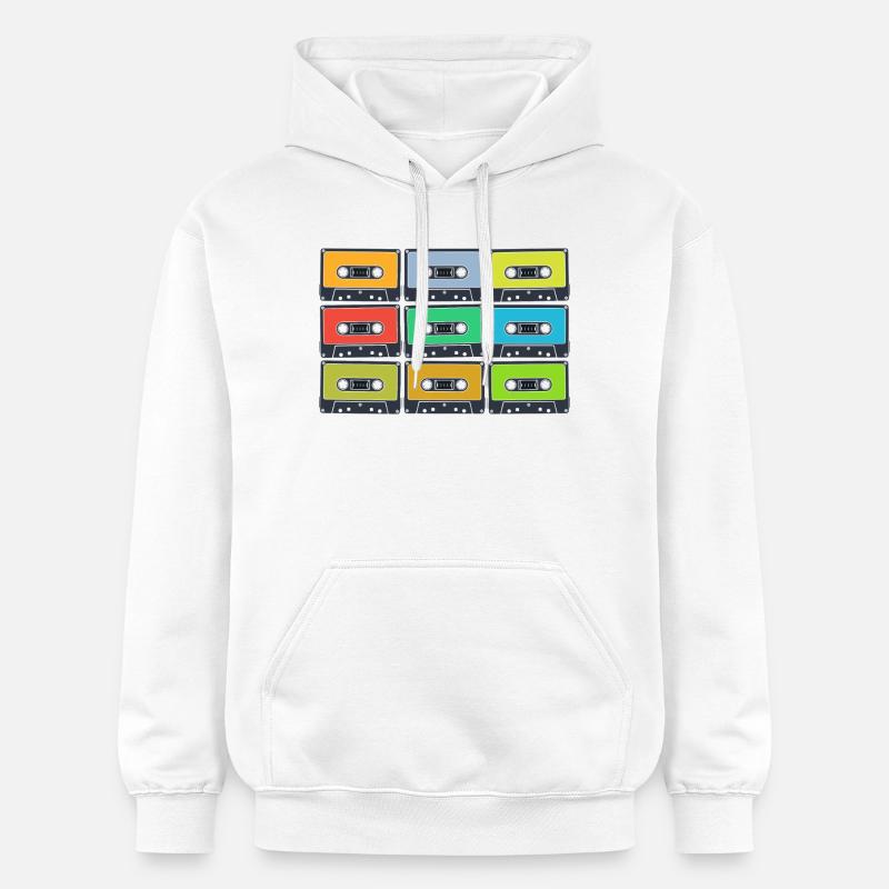 Cassettes rétro en couleur - Sweat à capuche Softstyle® Gildan Unisexe - blanc