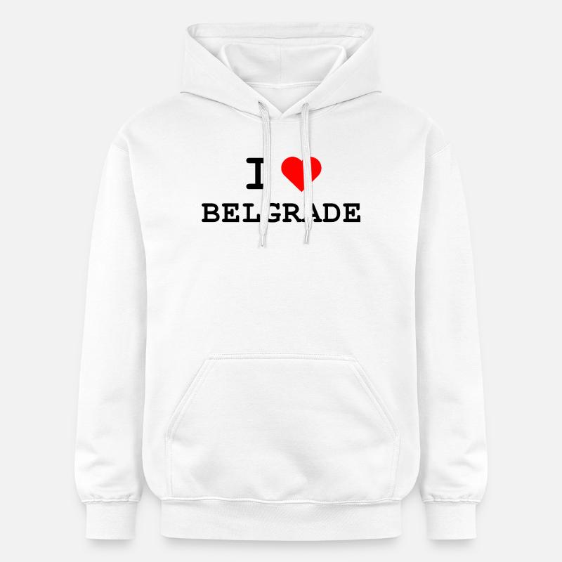 Ich liebe Belgrade - J’adore Belgrade - Sweat à capuche Softstyle® Gildan Unisexe - blanc
