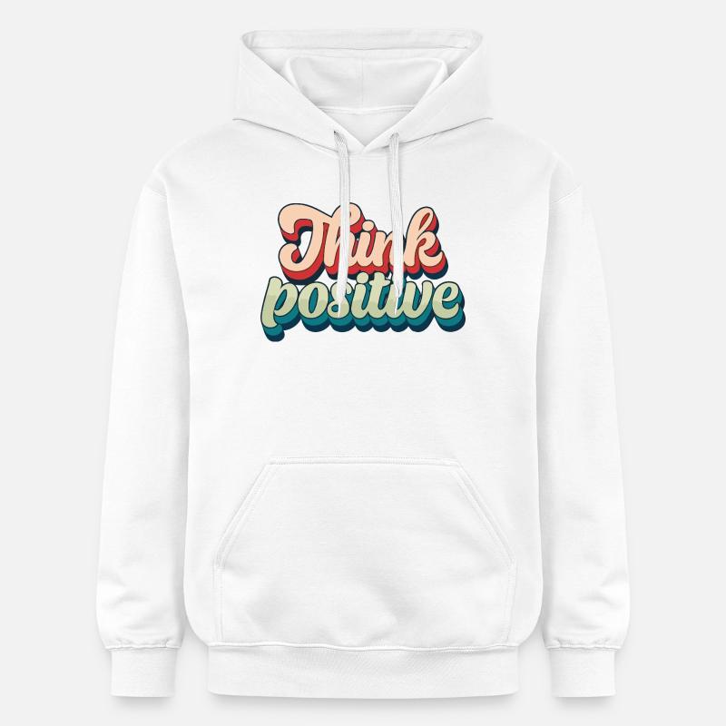 Think Positive Rétro Script - Sweat à capuche Softstyle® Gildan Unisexe - blanc