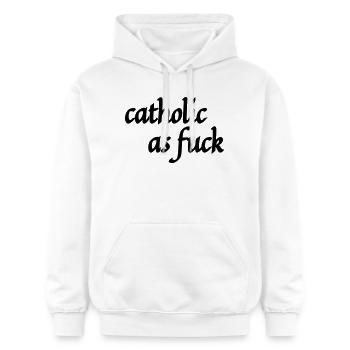 catholic as fuck - Gildan Unisex Softstyle® Midweight Hoodie - Weiß - Vorne - Liana (172cm) & Jaron (178cm)