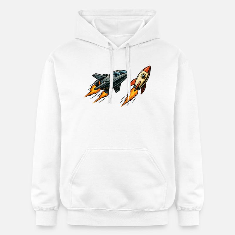 Espace de dessin animé Rocket Sprint - Sweat à capuche Softstyle® Gildan Unisexe - blanc