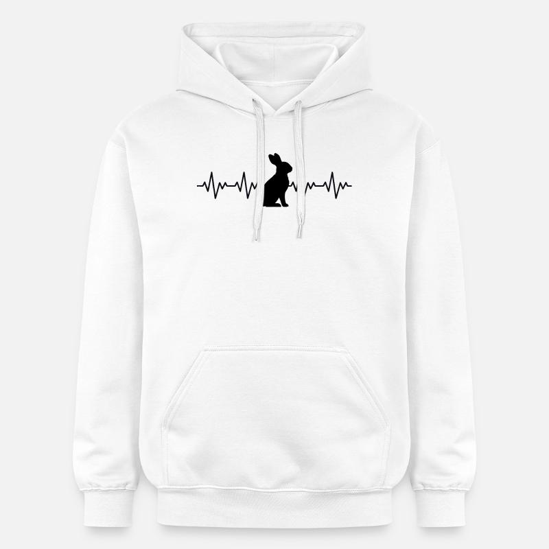 Rabbit Rabbit ECG Heartbeat - Sweat à capuche Softstyle® Gildan Unisexe - blanc
