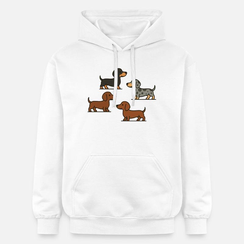 Dachshund Quartett: Spotted & Solid - Gildan Unisex Softstyle® Midweight Hoodie - Weiß