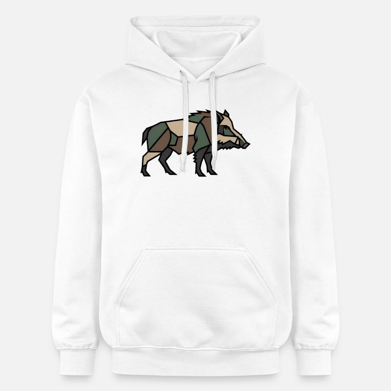 Low Poly géométrique de sanglier - Sweat à capuche Softstyle® Gildan Unisexe - blanc