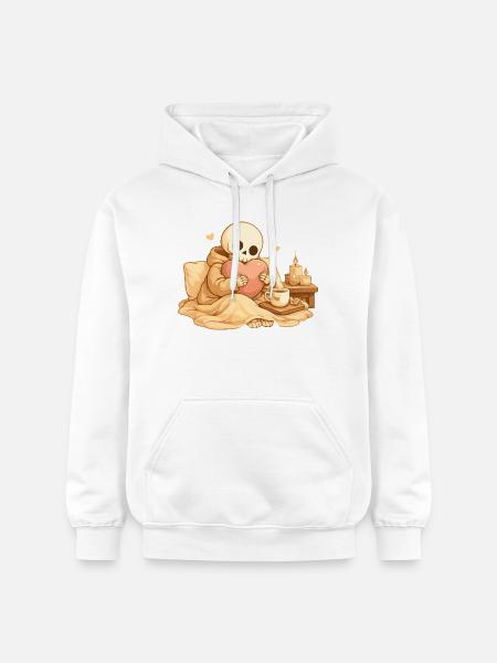 Cozy Skeleton with Heart – Rest & Self-Care - Gildan Unisex Softstyle® Midweight Hoodie - white