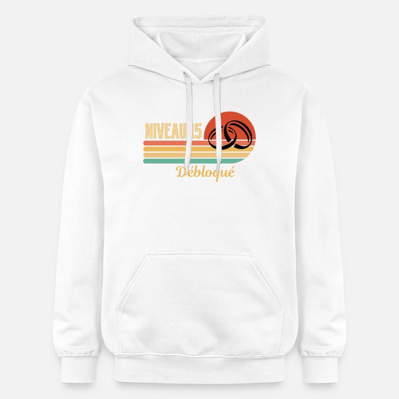 Niveau 15 débloqué design rétro graphique - Sweat à capuche Softstyle® Gildan Unisexe - blanc
