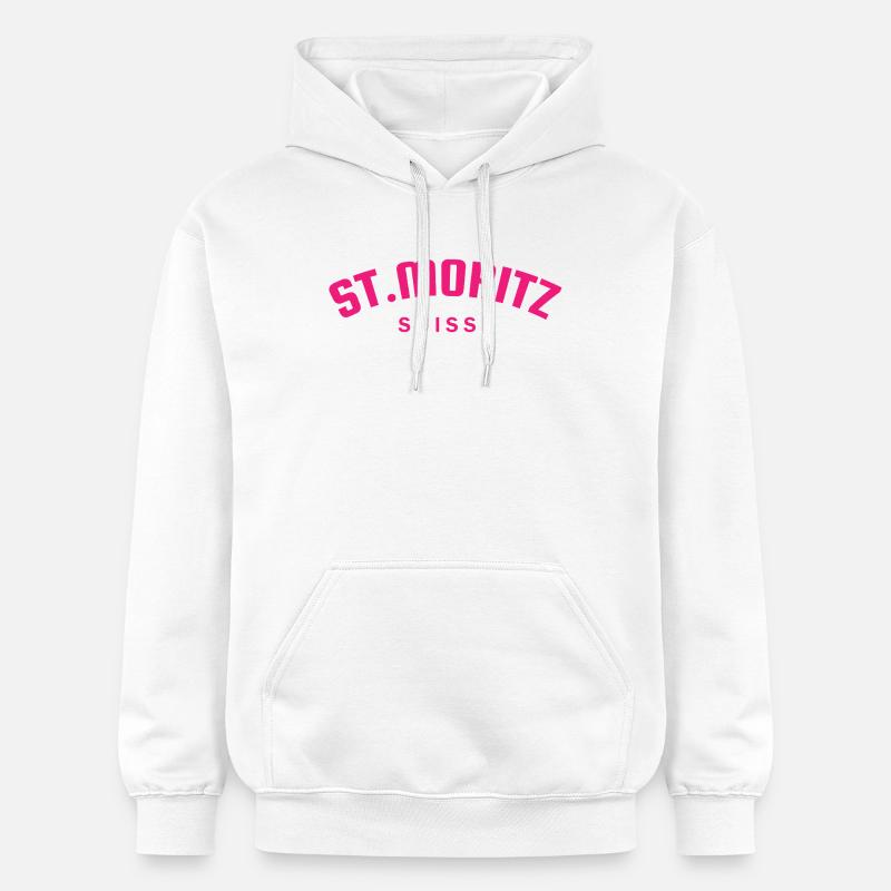 St. Moritz - Suisse - Switzerland - Swiss - Sweat à capuche Softstyle® Gildan Unisexe - blanc