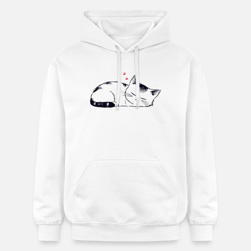 Chat endormi et coincé - Sweat à capuche Softstyle® Gildan Unisexe - blanc