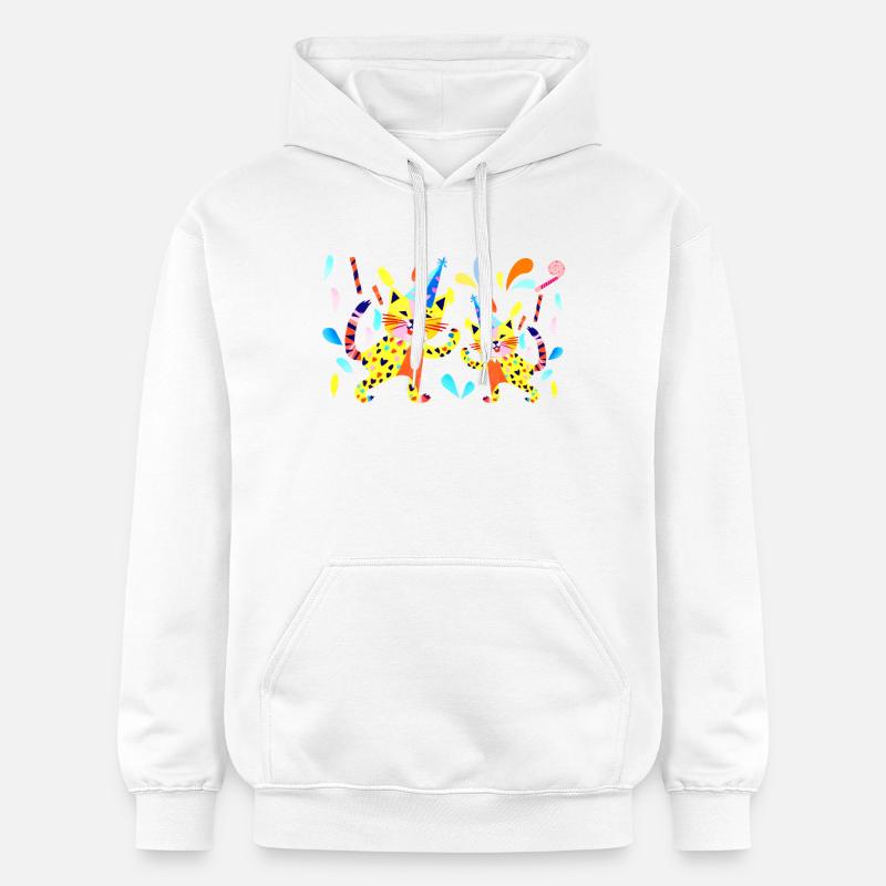Fête Chats Couleurs Néon - Sweat à capuche Softstyle® Gildan Unisexe - blanc