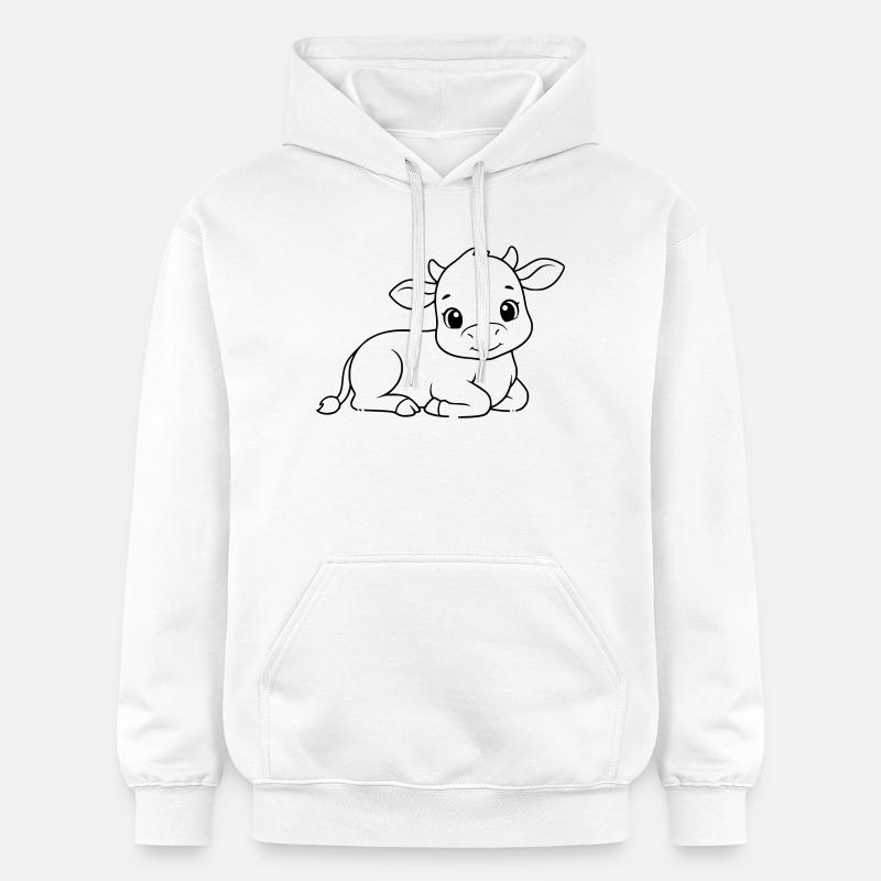 Silhouette du bébé vache veau allongée - Sweat à capuche Softstyle® Gildan Unisexe - blanc