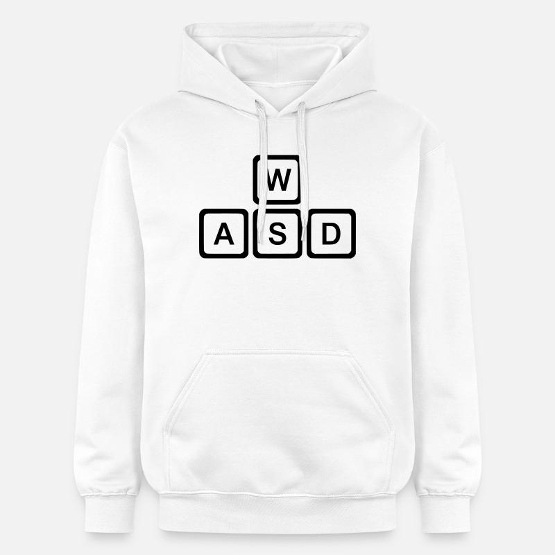 WASD Keys, PC Gaming Nerd Vector - Sweat à capuche Softstyle® Gildan Unisexe - blanc