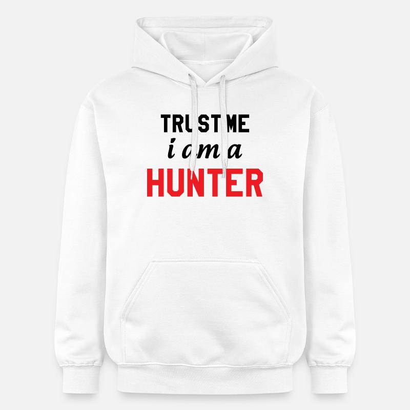 Crois moi, je suis chasseur - Sweat à capuche Softstyle® Gildan Unisexe - blanc