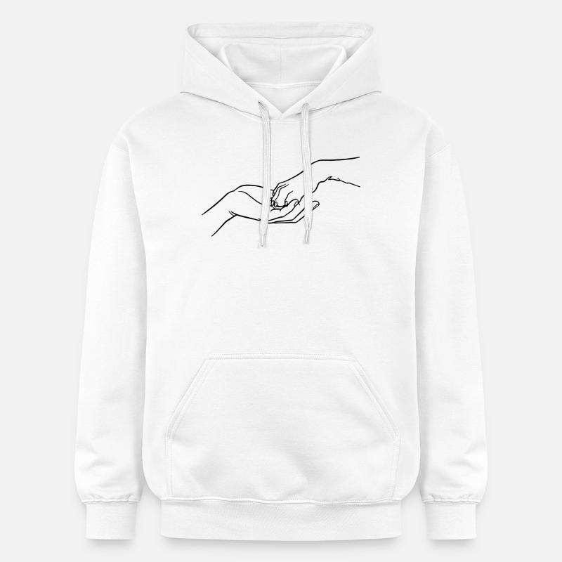 « Éternellement connectés » (patte en main) - Sweat à capuche Softstyle® Gildan Unisexe - blanc