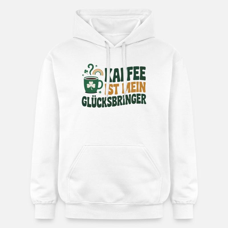 Le café est mon porte-bonheur - Sweat à capuche Softstyle® Gildan Unisexe - blanc