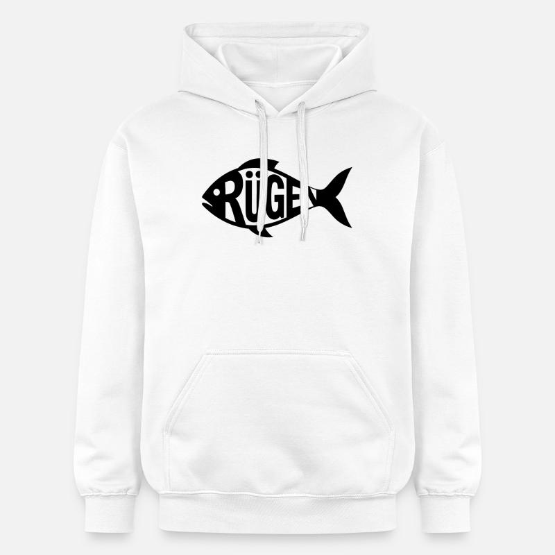 Silhouette du poisson de Rügen - Sweat à capuche Softstyle® Gildan Unisexe - blanc