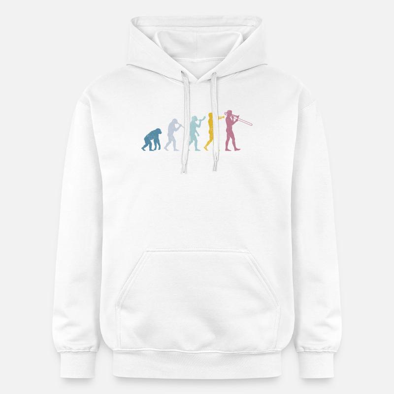 Évolution du trombone - Sweat à capuche Softstyle® Gildan Unisexe - blanc