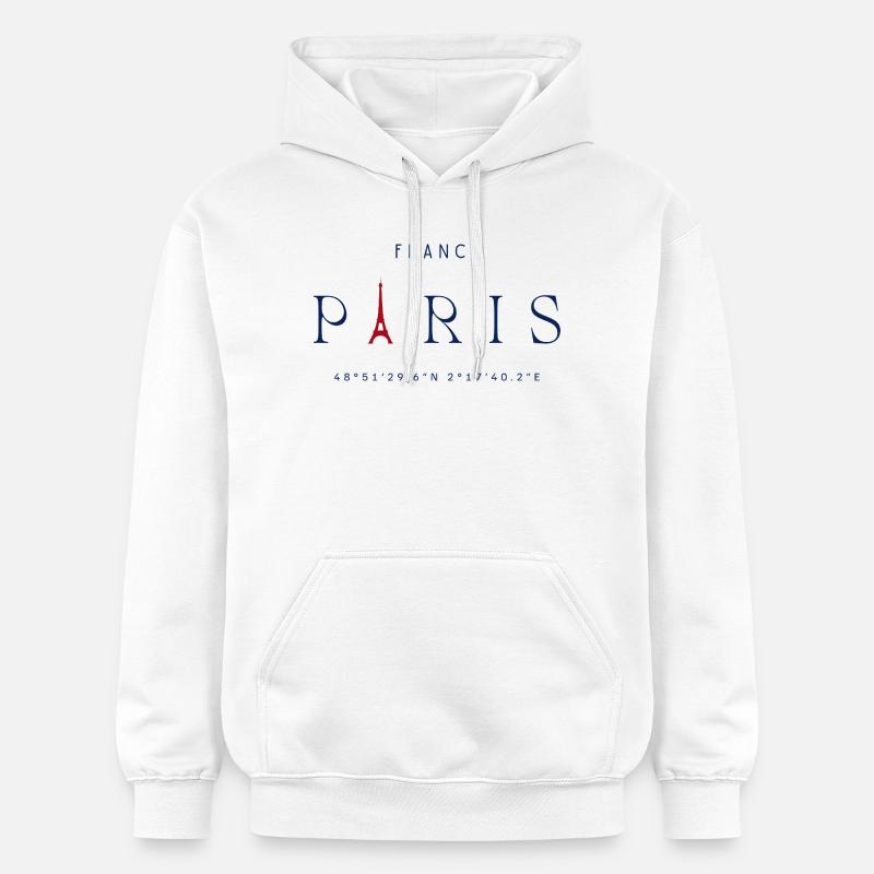 Paris Bleu Tour Eiffel Rouge - Sweat à capuche Softstyle® Gildan Unisexe - blanc