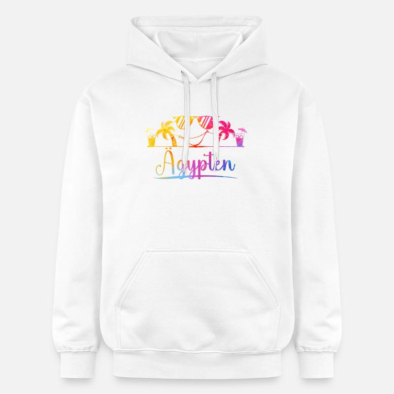 Palmiers tropicaux de plage d’Égypte - Sweat à capuche Softstyle® Gildan Unisexe - blanc