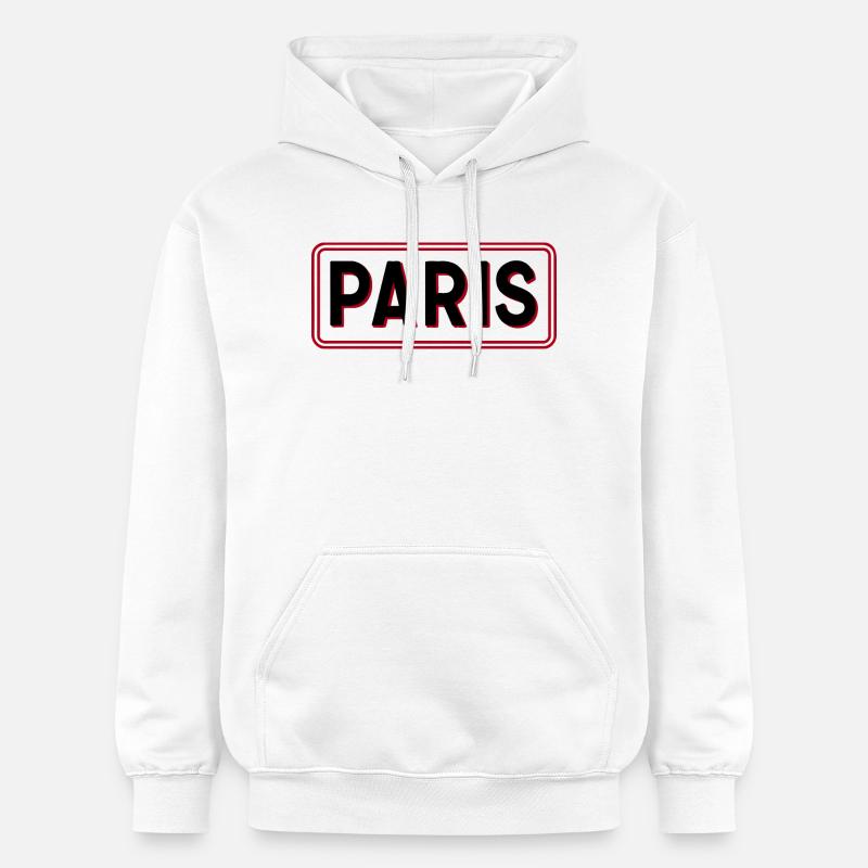 Paris Cadre Rouge Typographie - Sweat à capuche Softstyle® Gildan Unisexe - blanc