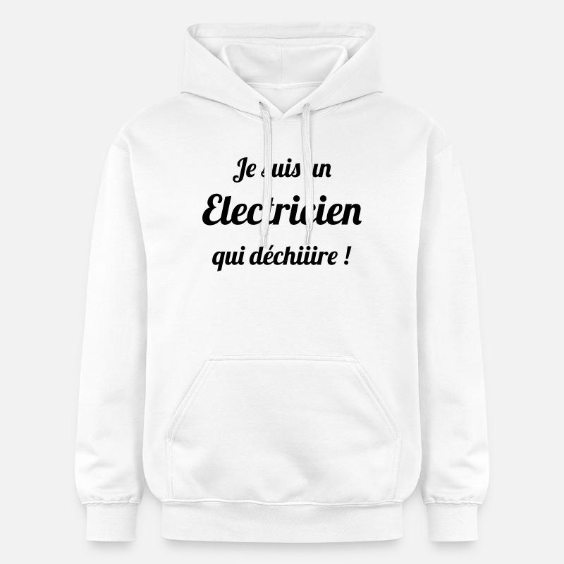 Électricien Qui Déchire : L'As des Disjoncteurs - Sweat à capuche Softstyle® Gildan Unisexe - blanc