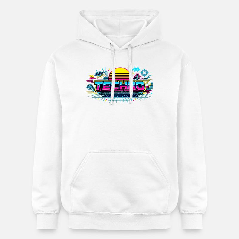 Neon Techno Horizon - Sweat à capuche Softstyle® Gildan Unisexe - blanc