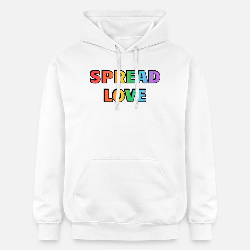 Typographie arc-en-ciel Spread Love - Sweat à capuche Softstyle® Gildan Unisexe - blanc