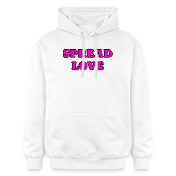 Spread Love Bold Typography - Gildan Unisex Softstyle® Midweight Hoodie - white - Front - Liana (172cm) & Jaron (178cm)