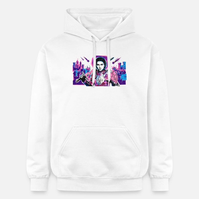 Chevalier néon avec bouclier de cœur - Sweat à capuche Softstyle® Gildan Unisexe - blanc