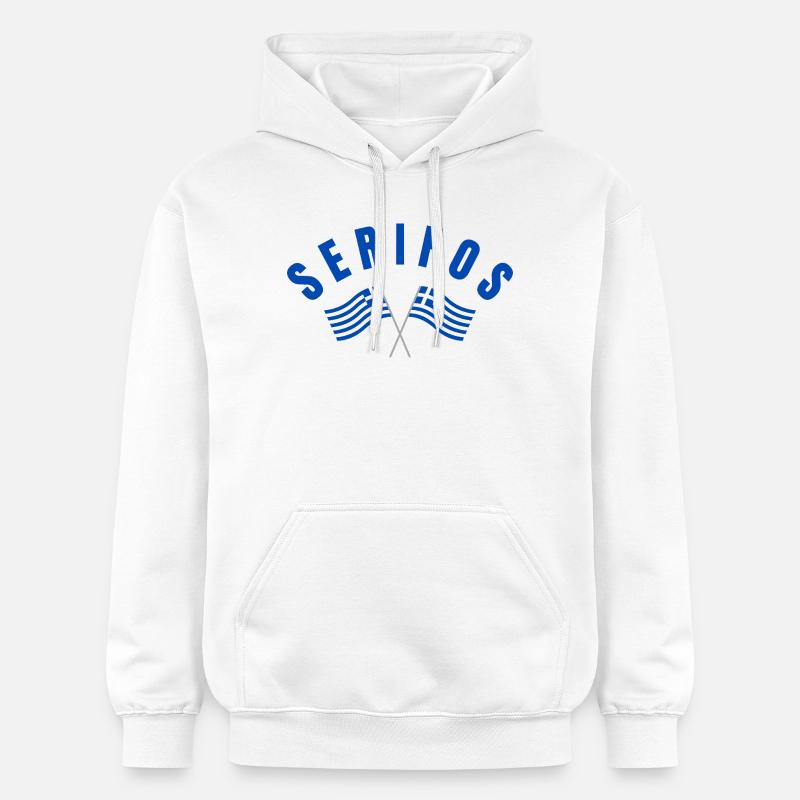 Drapeaux grecs de Serifos - Sweat à capuche Softstyle® Gildan Unisexe - blanc