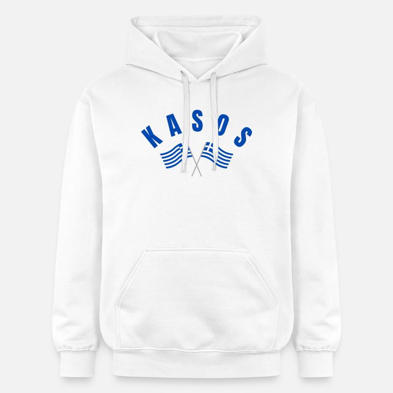 Drapeaux grecs de Kasos croisés - Sweat à capuche Softstyle® Gildan Unisexe - blanc