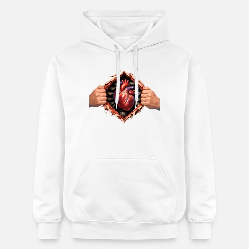 Herz durch das geplatzte Gehäuse - Gildan Unisex Softstyle® Midweight Hoodie - Weiß