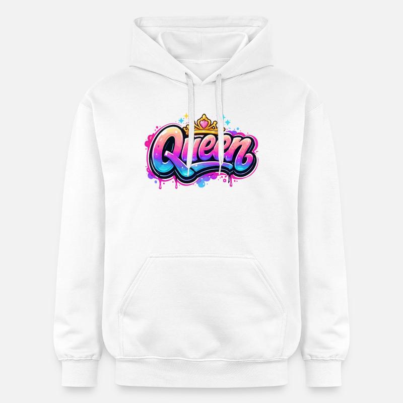 Queen Graffiti Crown Design - Sweat à capuche Softstyle® Gildan Unisexe - blanc
