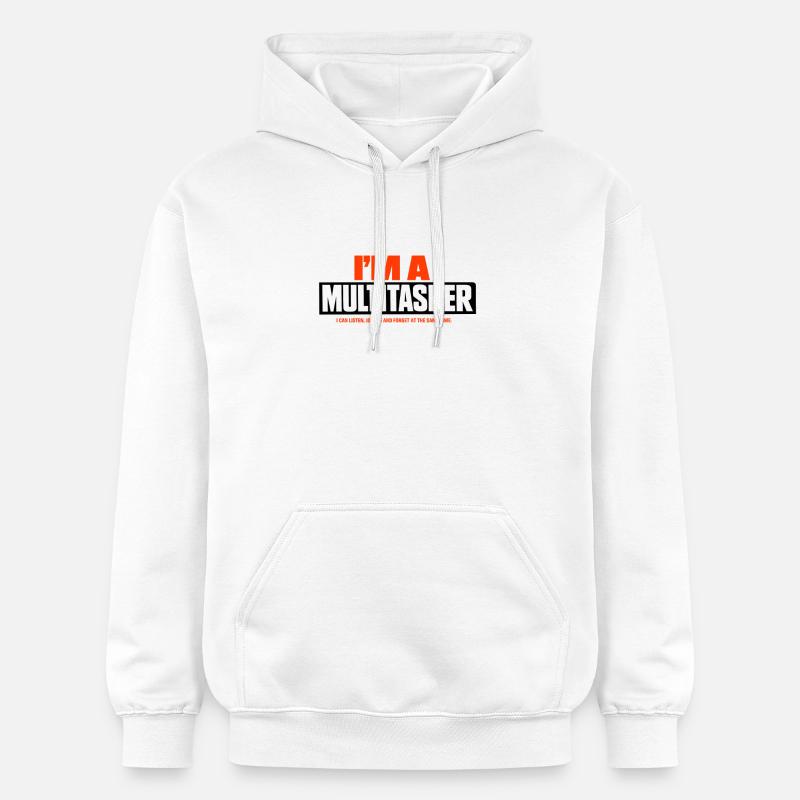 Multitâche Écoute Ignore Oublie - Sweat à capuche Softstyle® Gildan Unisexe - blanc