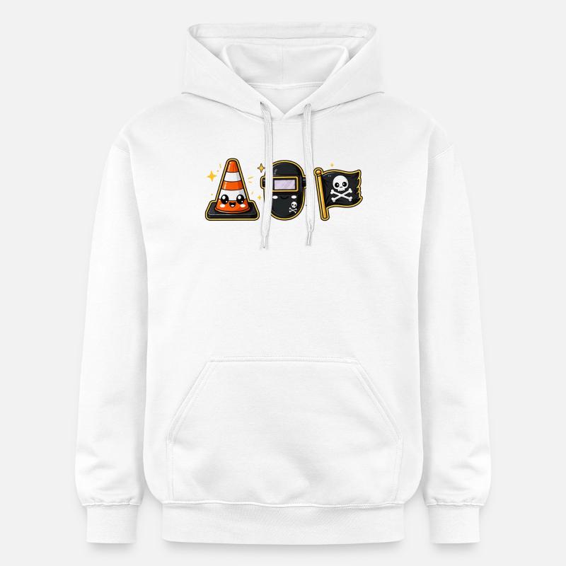 Construction site construction worker pirate - Gildan Unisex Softstyle® Midweight Hoodie - white
