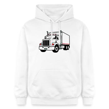 Lkw - Gildan Unisex Softstyle® Midweight Hoodie - Weiß - Vorne - Liana (172cm) & Jaron (178cm)