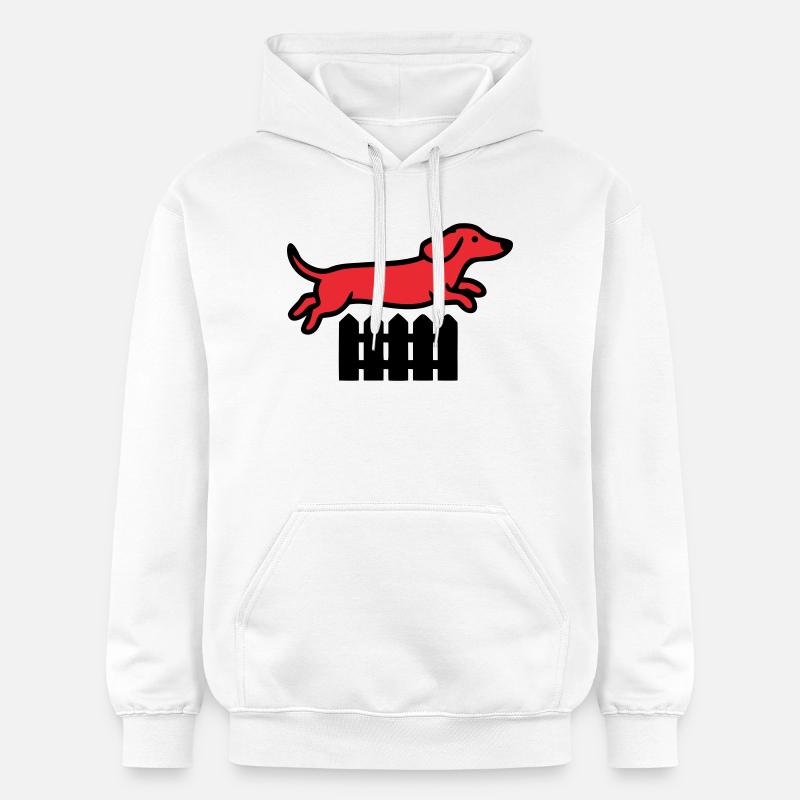 Agilité au saut de clôture teckel - Sweat à capuche Softstyle® Gildan Unisexe - blanc