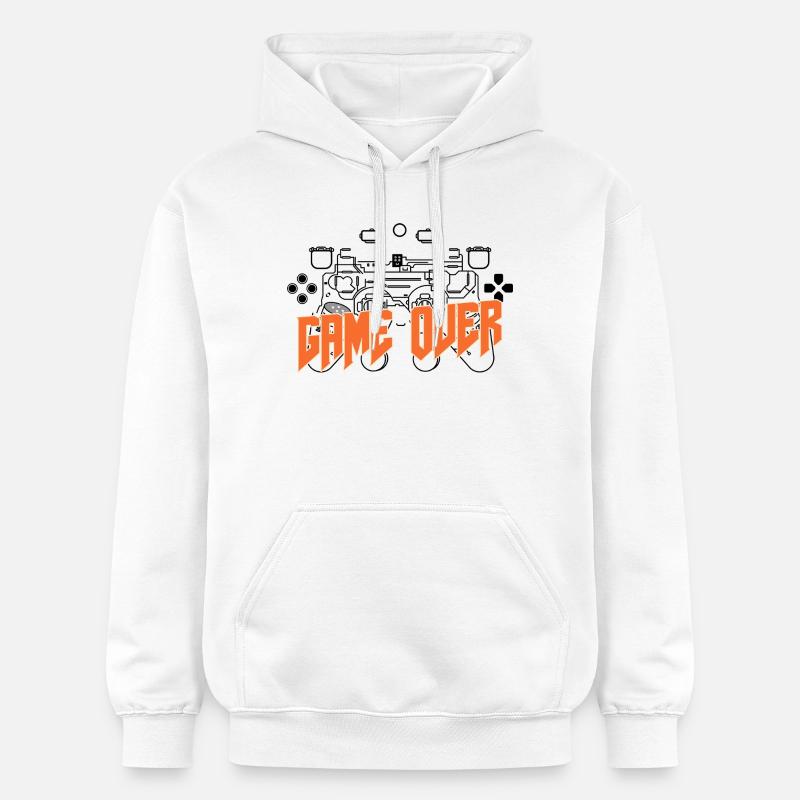 Game Over Rétro Orange Bold - Sweat à capuche Softstyle® Gildan Unisexe - blanc