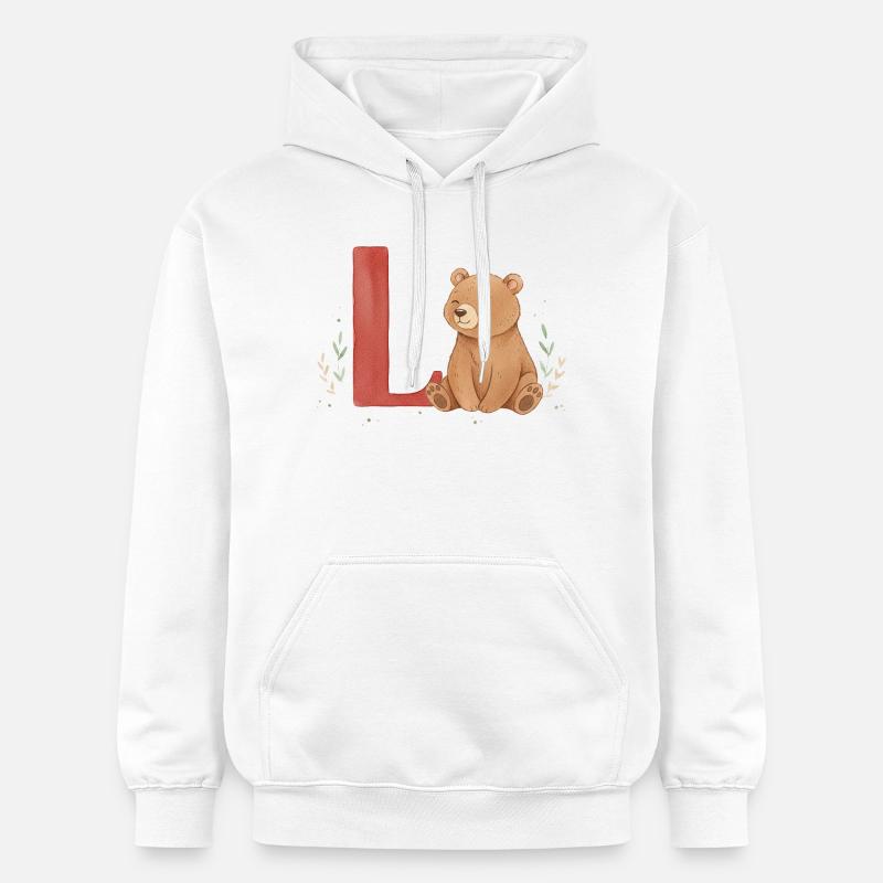 Ours aquarelle avec L rouge - Sweat à capuche Softstyle® Gildan Unisexe - blanc