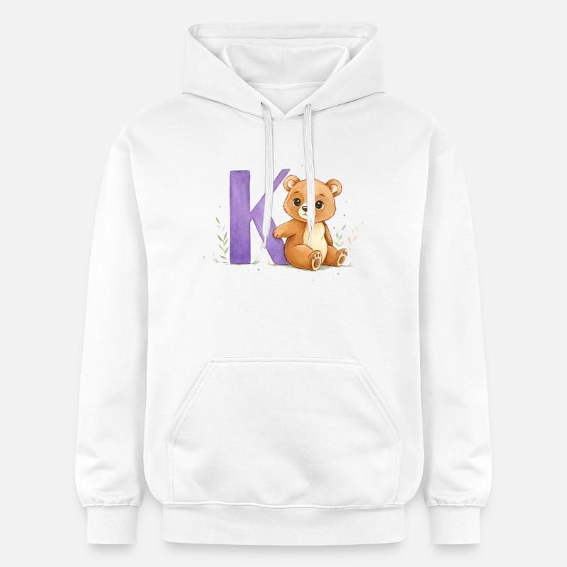 Ours aquarelle avec la lettre K - Sweat à capuche Softstyle® Gildan Unisexe - blanc