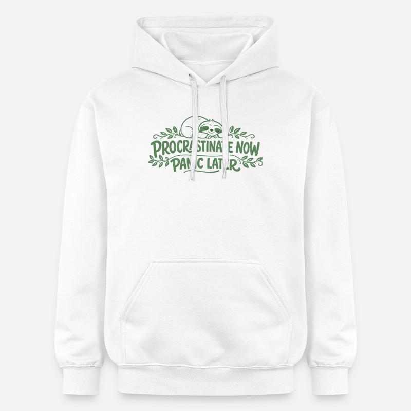 Faultier Spruch - Procrastinate Now Geschenk - Gildan Unisex Softstyle® Midweight Hoodie - Weiß
