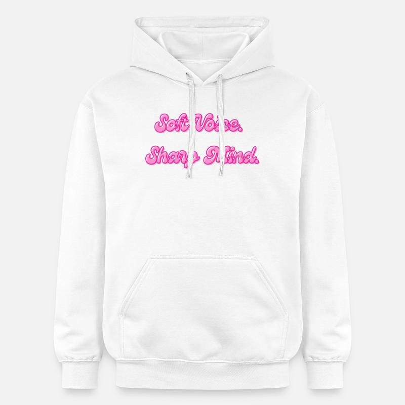 Soft Voice Sharp Mind | Motivationsspruch - Gildan Unisex Softstyle® Midweight Hoodie - Weiß