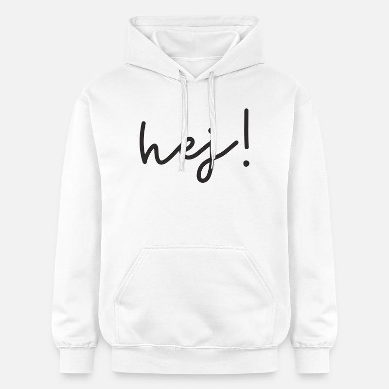 Hej – design de mots scandinave - Sweat à capuche Softstyle® Gildan Unisexe - blanc