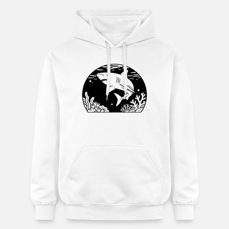 Requin avec corail - Sweat à capuche Softstyle® Gildan Unisexe - blanc