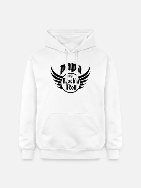 Papa Rock and Roll Skull Wings - Gildan Unisex Softstyle® Midweight Hoodie - white